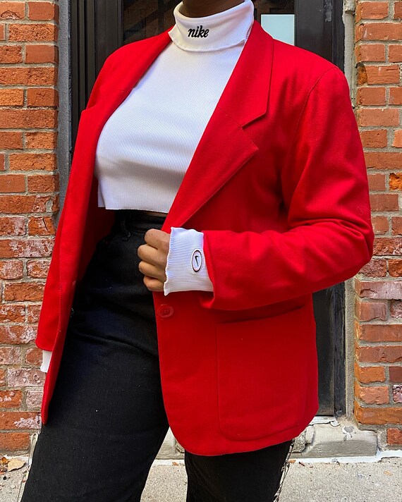 Vintage Oversized Red Wool Blazer - Cortland Colle
