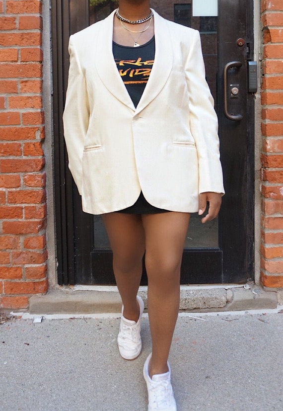 Vintage Oversized Cream Blazer - White Oversized B