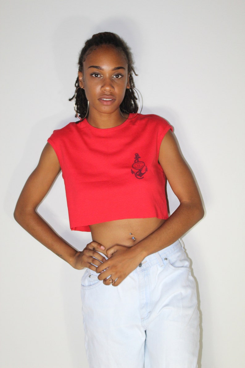 red tommy hilfiger crop top