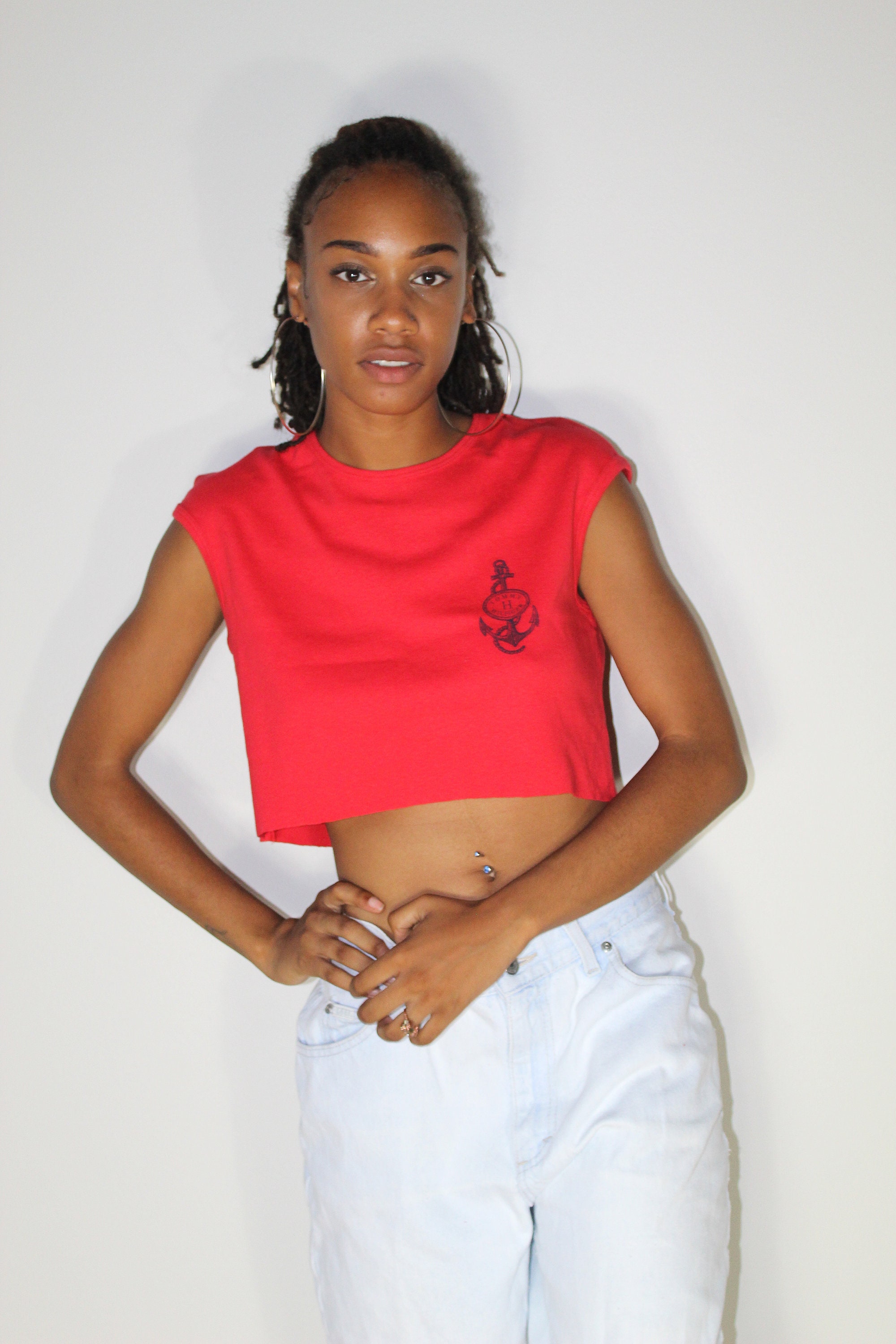 tommy hilfiger red crop top
