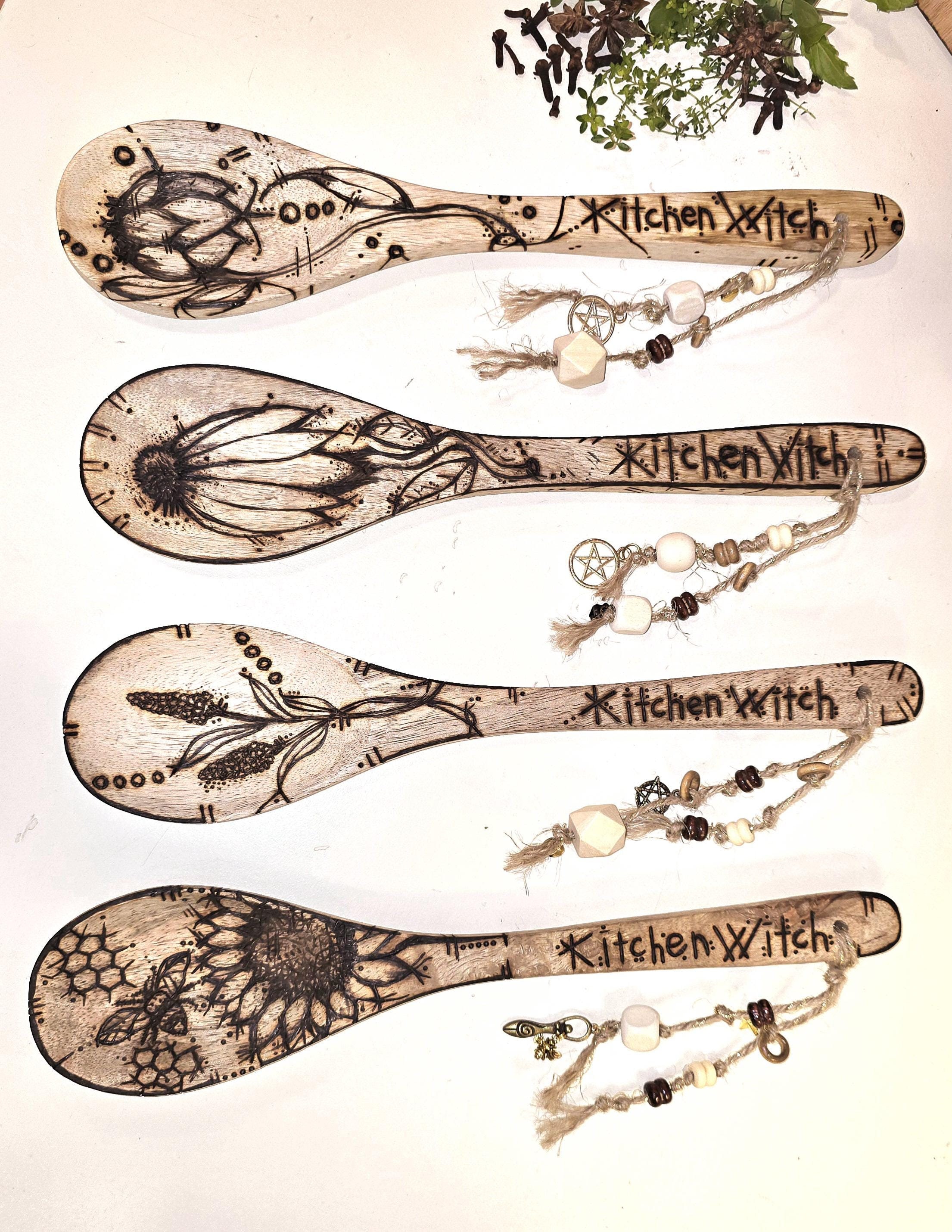 Witches Wooden Spoon, Kitchen Witch, Cooking Spoon, Green Witch, Witchy ...