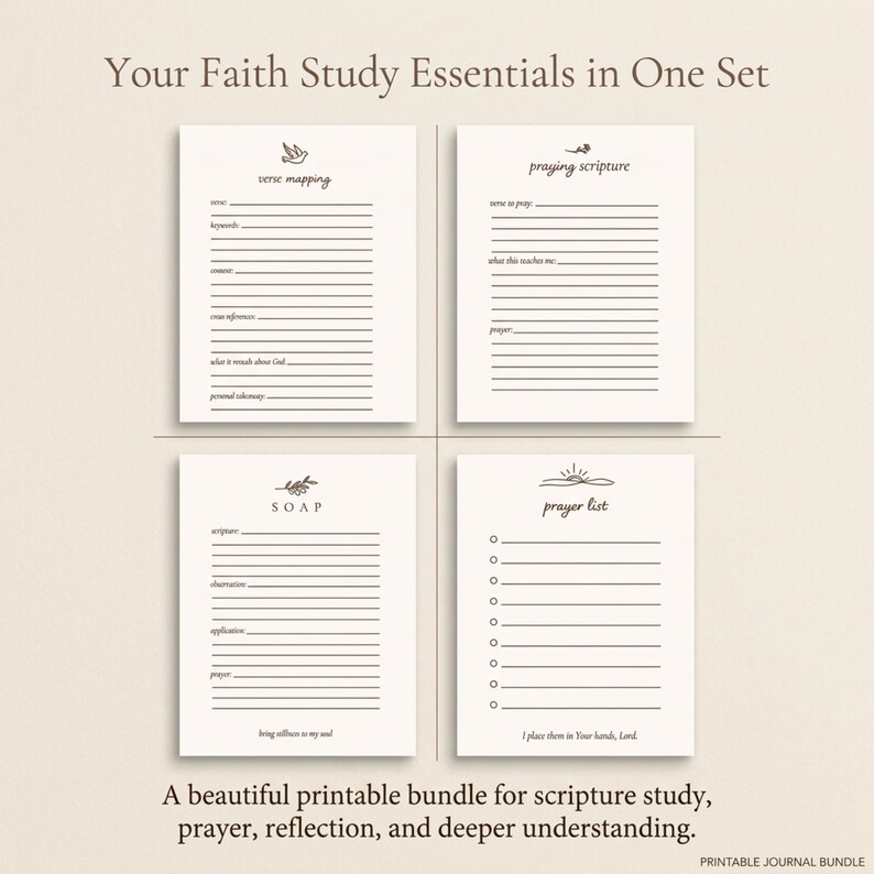 Printable Bible Study Journal Pages SOAP Verse Mapping Worksheet Prayer ...