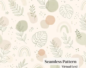 Boho seamless pattern PNG botanical pattern fabric Bohemian wallpaper print for nursery print on demand patterns digital paper download