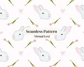 Easter Bunny Seamless Pattern PNG | Spring Nursery Fabric Design | Pastel Kids Apparel Digital Download