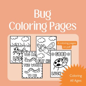 Bug Coloring Pages Digital Download - Fun & Creative PDF, 4 Pages for All Ages