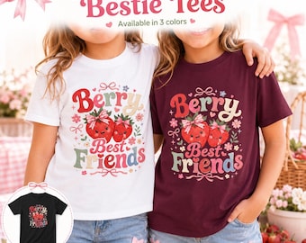 Berry Best Friends Shirt Matching Bestie Shirts Youth Strawberry Shirt Girls BFF Tee Sister Cousin Birthday Party Gift