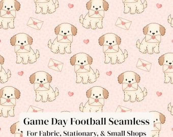 Valentine Puppy Seamless Pattern | Fabric & Mug Sublimation (PNG Download)