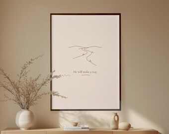 He Will Make a Way Bible Verse Print – Minimalist Christian Wall Art (Digital Download)