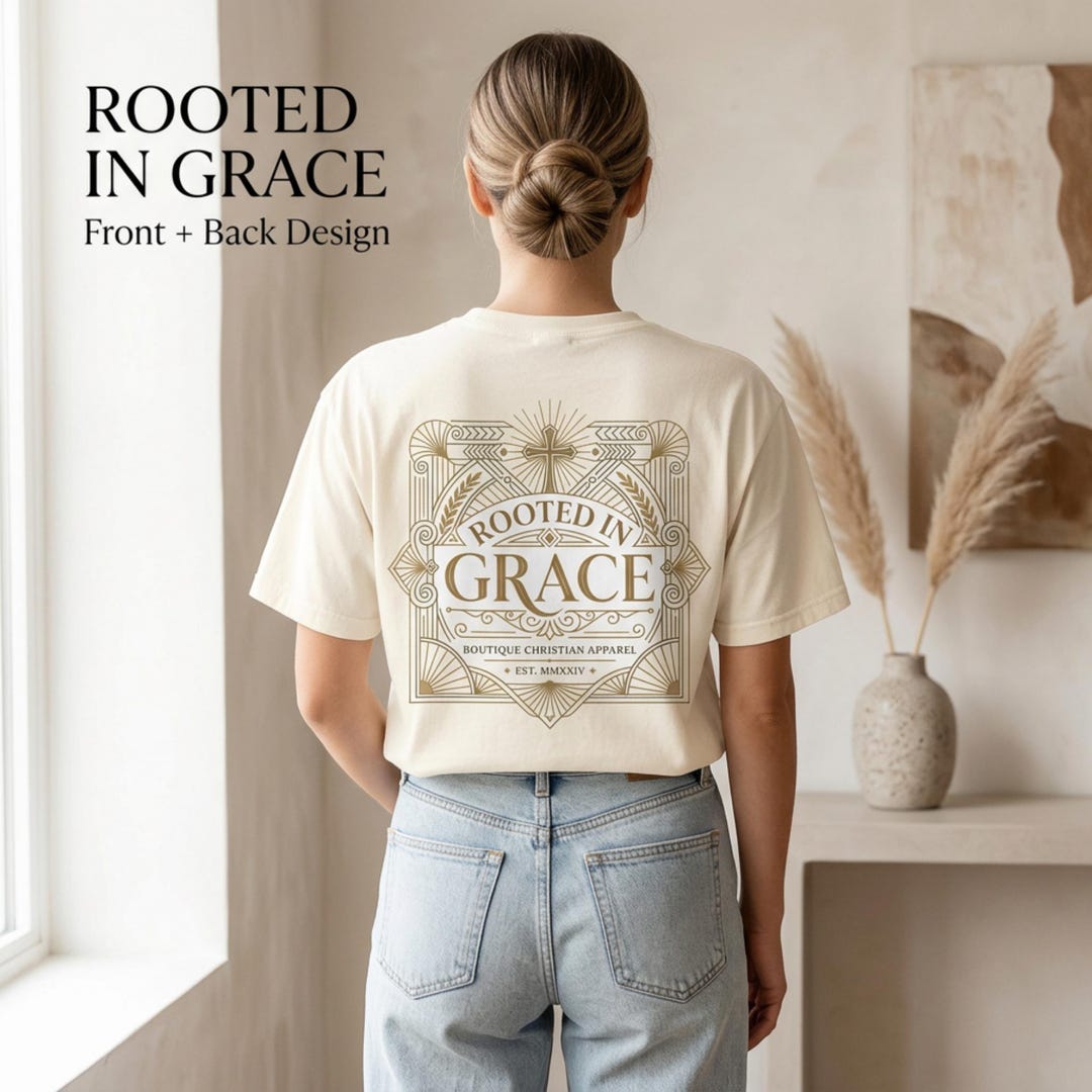 Rooted in Grace Christian T Shirt Graphic Tee Front and Back Print - Etsy