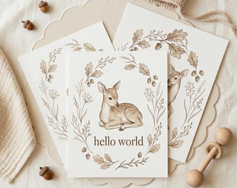 Baby Milestone Cards for new moms gift Woodland baby month cards Forest animal baby milestone cards printable fawn baby shower gift
