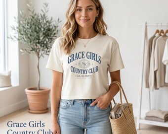 Camiseta cristiana preppy de inspiración vintage, camiseta gráfica de club de campo para mujer, camiseta cristiana minimalista, camiseta corta holgada, regalo para mamá