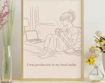 Introvert Quote Art Print, Cozy Bedroom Decor (Digital Download)