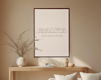 Last Supper Minimalist Print – Christian Easter Wall Art, Bible Verse Decor (Digital Download)