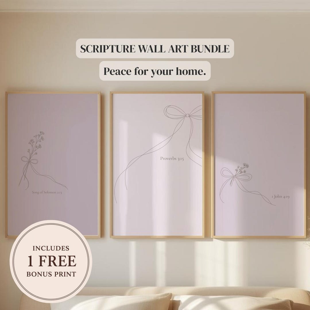Christian Wall Art Bundle Printable, Scripture Set, Bible Verse Prints ...