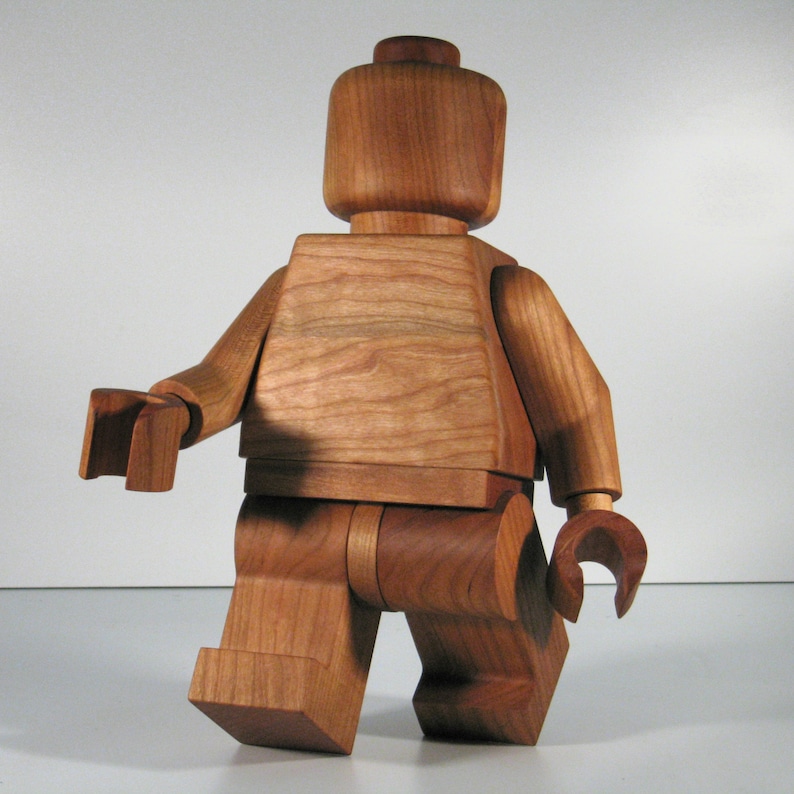 Large Wooden LEGO Man sculpture Cherry Etsy