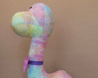 Dinosaur Stuffed Toy in Pastel Batik Leaves