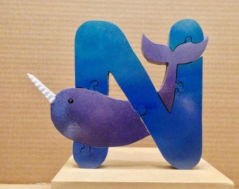 N is for Narwhal Wooden Puzzle