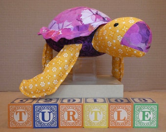 Sea Turtle Stuffed Toy in Pink and Yellow