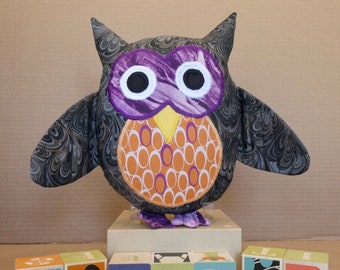 Owl Toy/Pillow in Purple & Orange