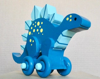 Wooden Dinosaur (Stegosaurus) on wheels