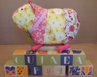 Guinea Pig in Mixed Floral Fabrics