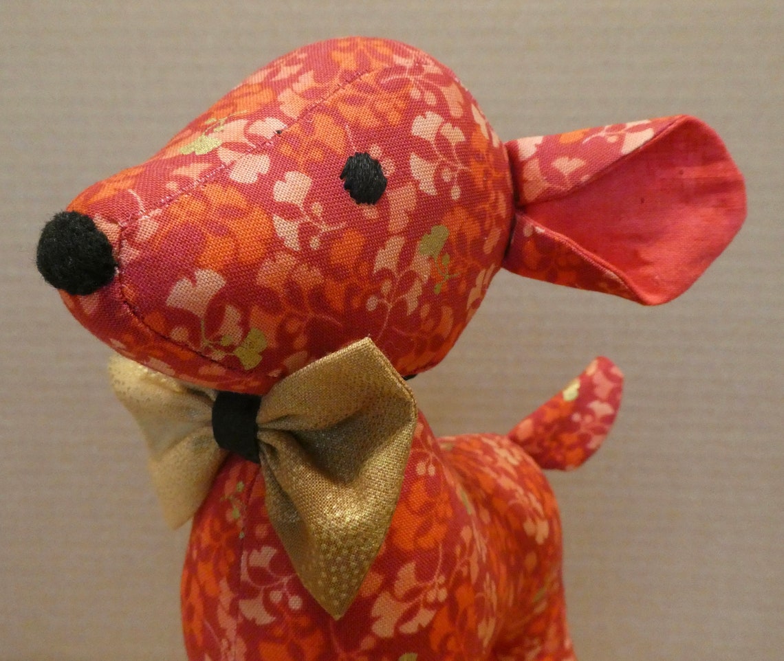 Deer Stuffed Toy in Red & Gold Ginkgo Leaves (small) - Etsy