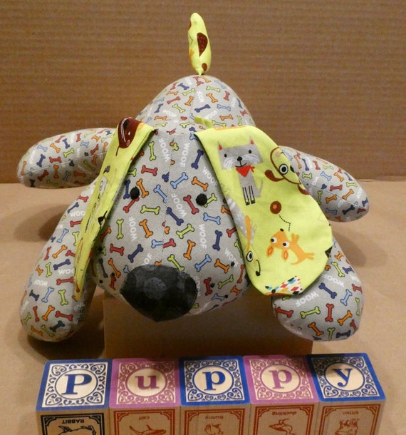Puppy Stuffed Toy in Fanciful Dog Fabric Etsy