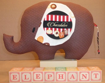 Elephant Pillow/Toy (Large) with a 2-Tone Chocolate Lover Theme