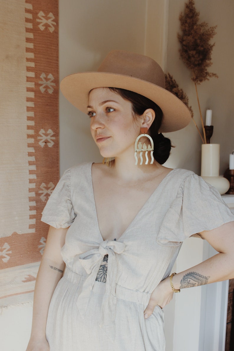 Brass Terracotta Vessel Earrings