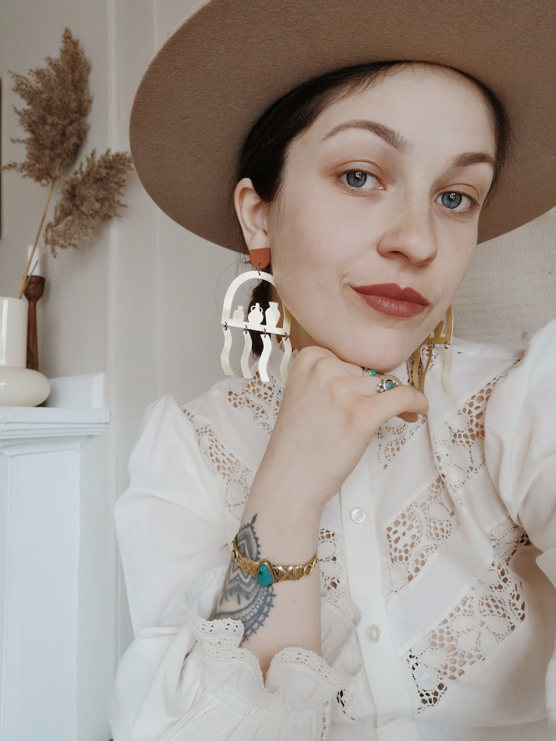 Brass Terracotta Vessel Earrings