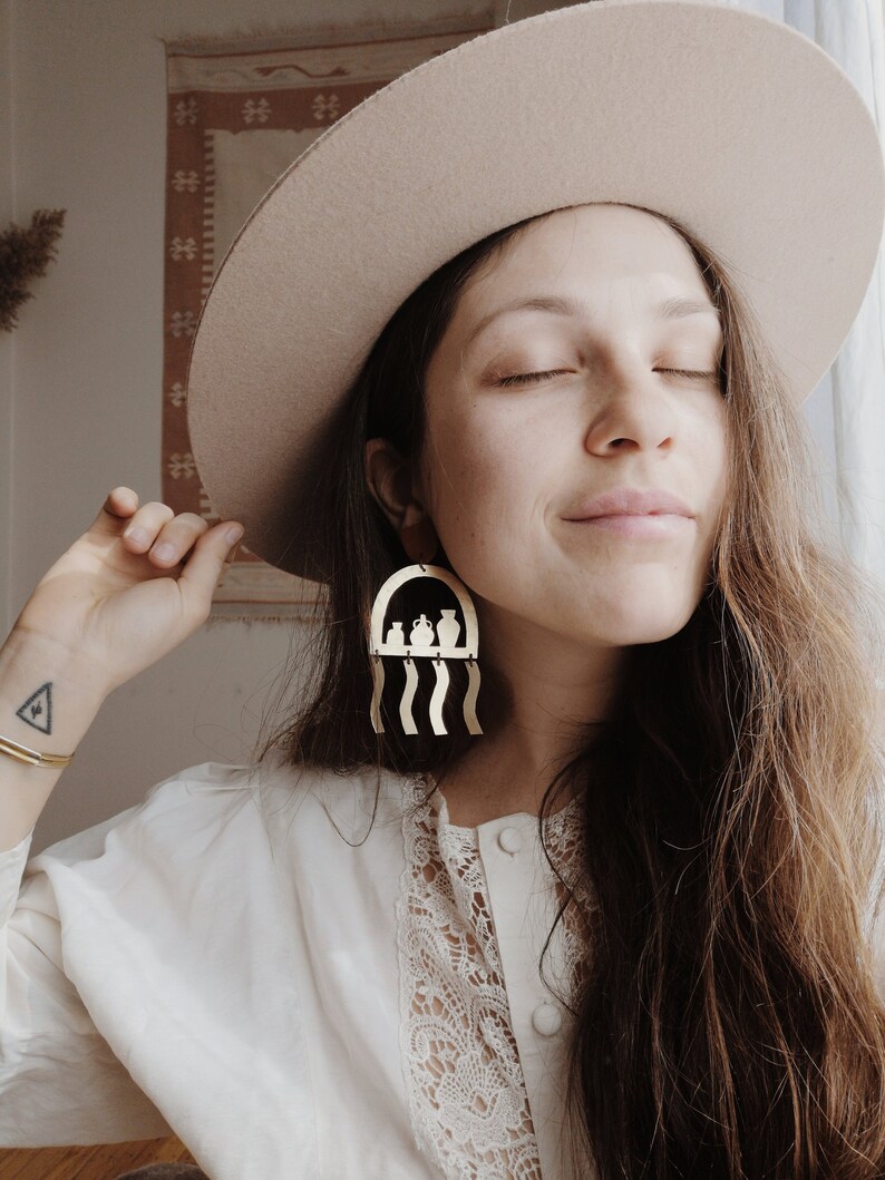 Brass Terracotta Vessel Earrings