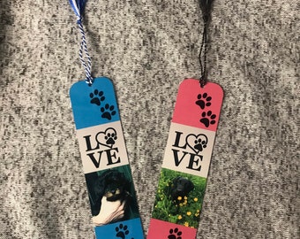 Marcador de fotos personalizado con huella de pata, regalo para amantes de las mascotas