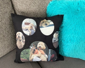 Personalized Pet Photo Paw Print Pillow Sham
