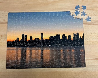 New York City Skyline Puzzle, Difficult Jigsaw, Sunrise Reflection (252 or 300 Piece)
