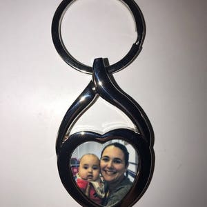 Personalized Key Chain, Photo Key Chain, Custom Chrome Key Chain, Personalized Photo Heart