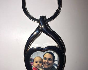 Llavero de corazón con foto personalizada, llavero cromado personalizado