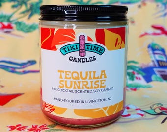 8oz Tequila Sunrise Scented Soy Candle - Tiki Time Candle Collection