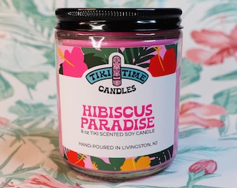 8oz Hibiscus Paradise Scented Soy Candle - Tiki Time Candle Collection