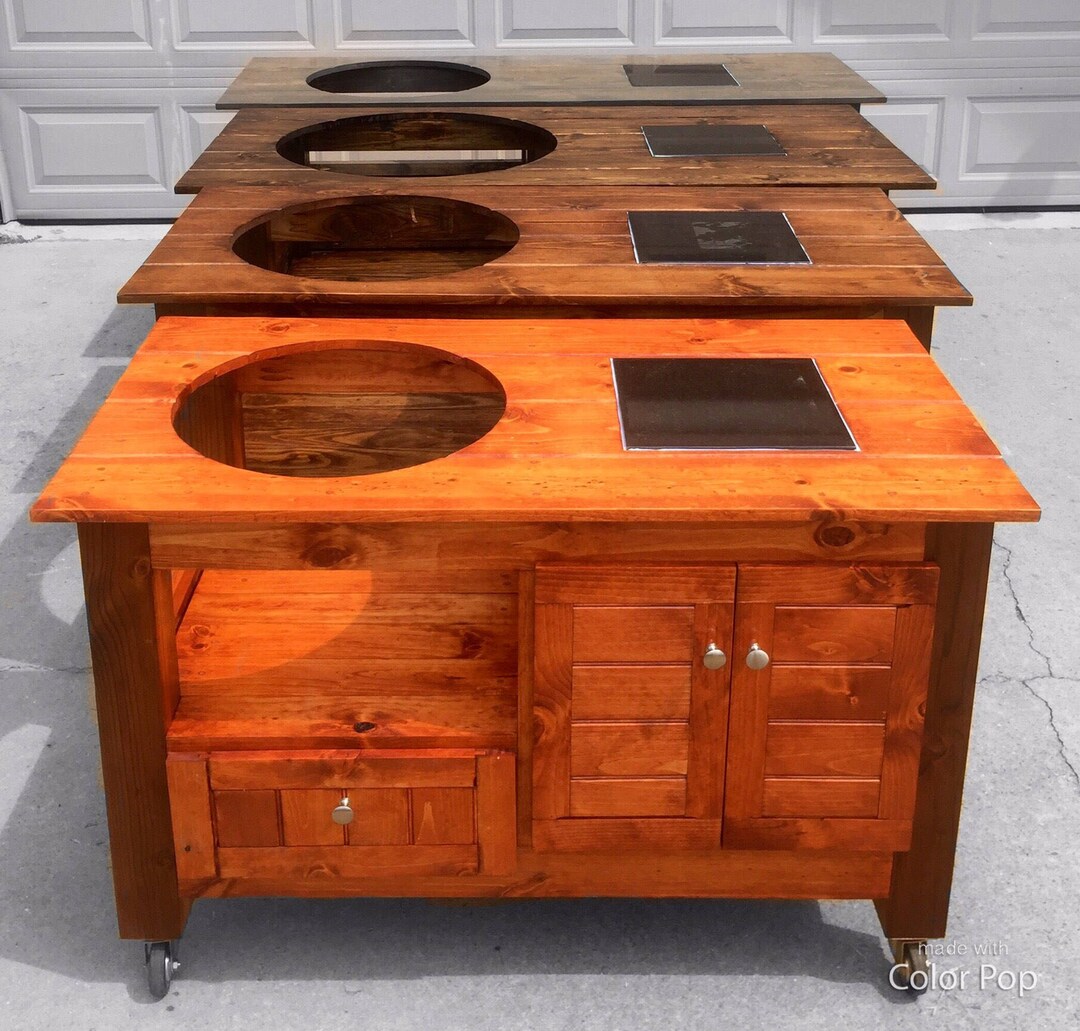 Custom Green Egg Cart Green Egg Grill Table Green Egg Etsy