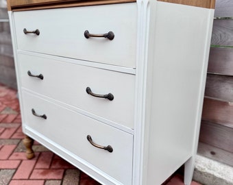 Antique Solid Wood Dresser w Caster Wheels - Refinished