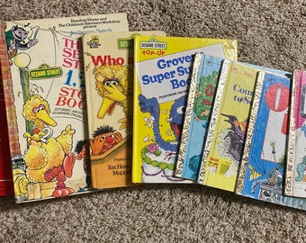 8 VINTAGE Sesame Street books