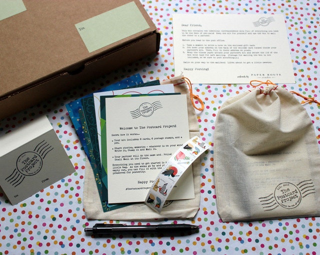 The Postcard Project postcards postage stamps penpal kit Etsy