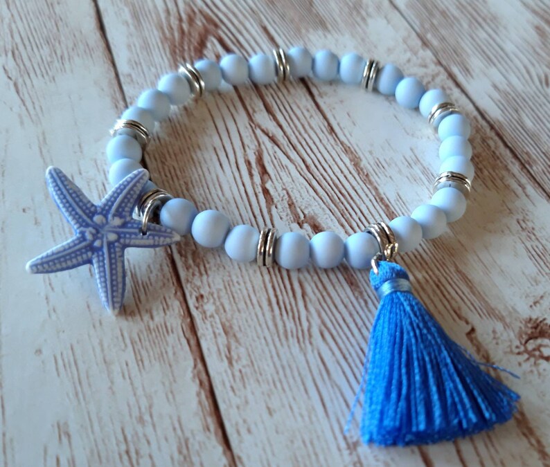 Blue Seashore Nautical Beach Bracelets Starfish Seahorse Etsy