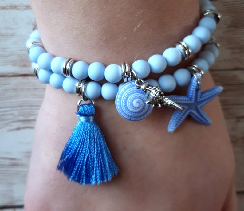 Blue Seashore Nautical Beach Bracelets Starfish Seahorse Etsy