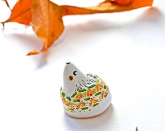 Hedgehog Gifts, Hedgehog Decor, Hedgehog Miniature, Handmade Ceramic Figurine, Woodland Animal Figurine
