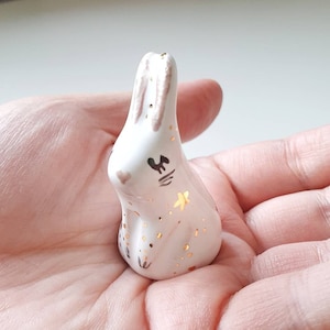 Bunny Figurine, Bunny Ring Holder, Galaxy Bunny, Cute Rabbit Miniature, Ceramic Bunny Figurine