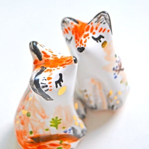 Fox Figurine, Ceramic Fox, Woodland Home Decor, Terrarium Figurine