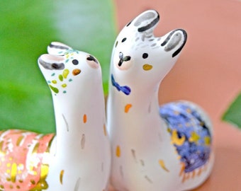 Llama Cake Topper (set of 2), Animal Cake Toppers, Ceramic Llama Wedding Cake Topper, Animal Wedding Cake Toppers, Ceramic Cake Toppers