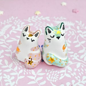 Cat Cake Topper (set of 2), Ceramic Cat Figurine, Birthday Cake Topper, Animal Cake Topper, Wedding Cake Topper, Ceramic, Animal Figurine