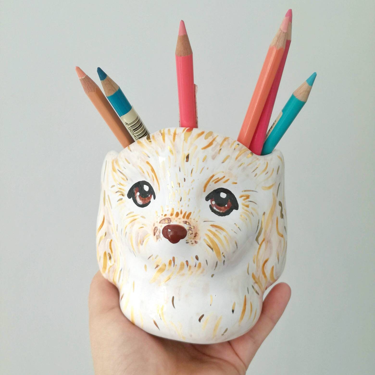 Ceramic Pencil Cup Custom Pet Portrait Custom Pen Holder Etsy